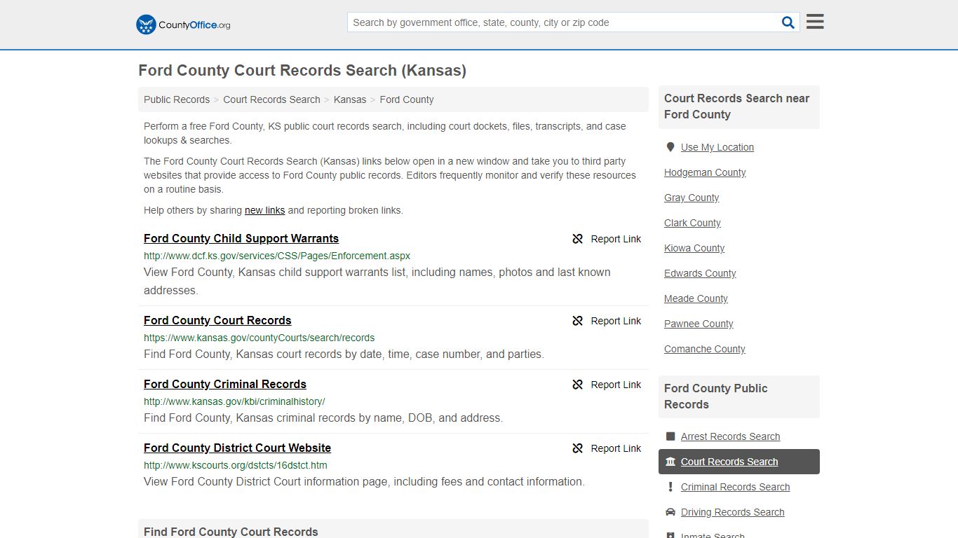 Court Records Search - Ford County, KS (Adoptions ...